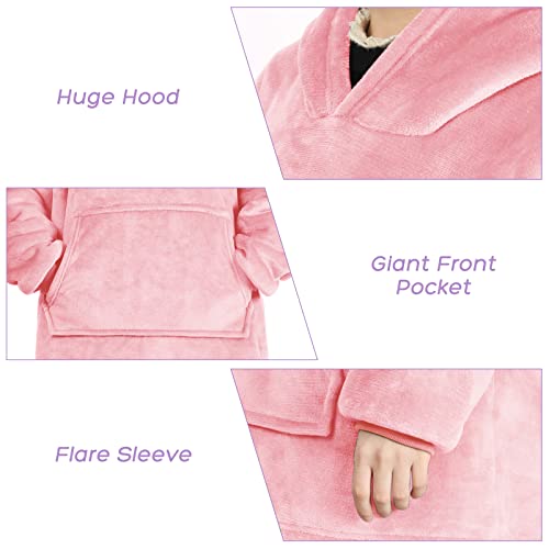Uplayteck Übergroße Hoodie Decke zum Anziehen Kinder, Super Weiche und Warme Oversize Flanell Pullover mit Ärmeln Kapuze, Sweatshirt Kuscheldecke Pulli für Mädchen, Jugendliche