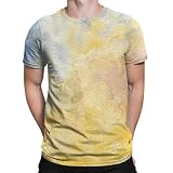 T Shirts für Herren Regenbogen Sport Tie Dye Farbgradiente Batik Shirt Kurzarm Fitness Sportshirts Running T Shirt Girocollo Boho Stampato Beach Shirt Holiday Style Tshirt, giallo., XXL