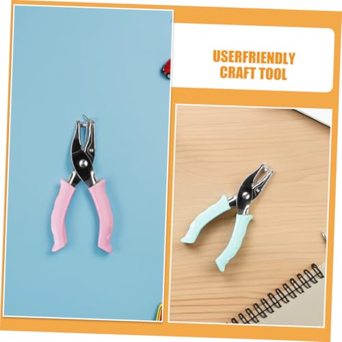Perforadora de papel manual de 3 piezas con mango ergonómico verde rosa púrpura 3