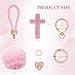 Cross Keychain, Glitter Cross Keys Ring Rhinestones Fashionable Bling Crystal Key Chain for Bag Key Phone Car Accessories(Pink)