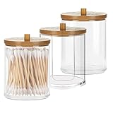 【3 Stück Wattestäbchen Behälter】Praktischer 3er Pack Wattestäbchen Behälter, die Box ist aus transparentem Material, gut sichtbare Aufbewahrung, Bad Organizer kann auch zur Aufbewahrung kleiner Kosmetika wie Wattebäusche, Stirnbänder und Zahnseide verwendet werden, Halten Sie das Badezimmer und den Waschtischbereich sauber und ordentlich.