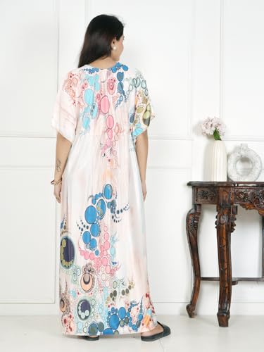 Image of Women's Printed Satin Blend Kaftan Nighty /Nightgown /Nightwear /Maxi WSR-185