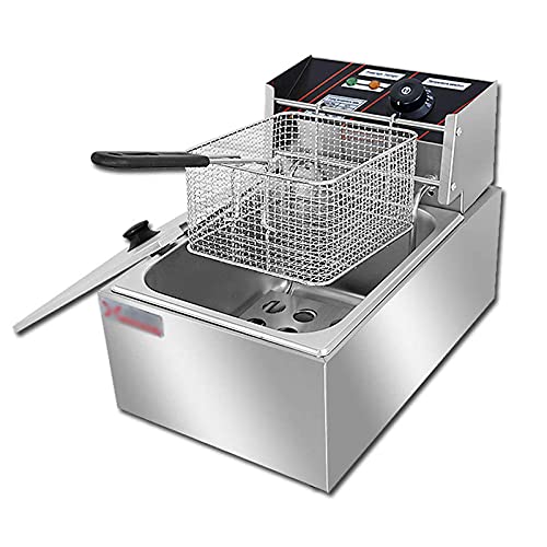 TreeSouth 5.5L Profi Fritteuse 2500w Edelstahl-Pommes-Frites-Maschine, 60-200°c Temperaturregelung,geeignet Für Pommes…