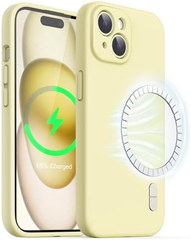 JETech Magnetyczna Silikonowy Etui dla iPhone 15 6,1 Cala, Kompatybilny z MagSafe, Case ze Obiektyw Aparatu Pełny Ochrona (Niebieski)