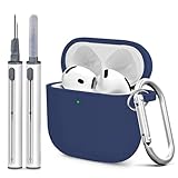 Woyinger Silicone Case Cover for AirPods 4th Gen, Soft Skin, Full Protection, Keychain, Cleaner Kit (Midnight Black)