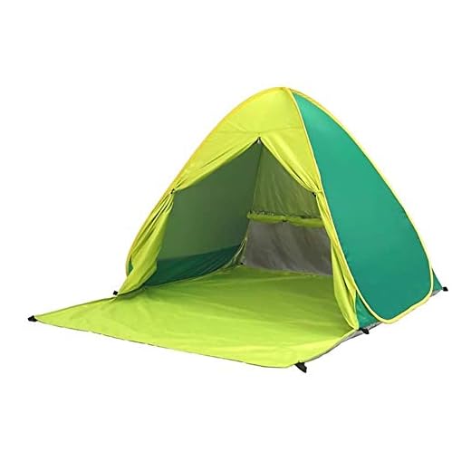 Voniry Automatiskt bärbart pop-up strandtält välventilerat utomhus anti-UV solskydd med blixtlåsdörr för barn och familj i strand trädgård camping fiske picknick vandring (2 ~ 4 personer) grön