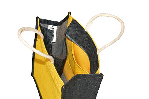 Image of MONTISA Jute Bags for Lunch | Jute Tote Bag | Jute Tiffin Bags | Jute Bags with Zip | Jute Carry Bag | Trendy Shopping Bag | Jute Bag Medium Size - Yellow-Green-Natural (14x12x6 Inch) (Pack of 3)