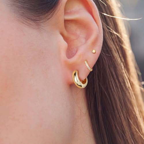 12 Pairs Hypoallergenic 14K Gold Plated Hoop Earrings - image 6