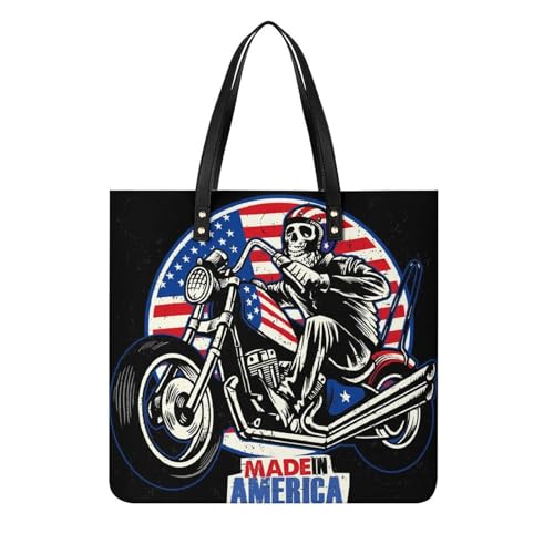 Sac à main moto squelette femme grand format 39x39cm avec anses robustes