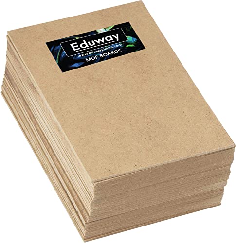 Image of Eduway 12x12 Inch MDF Board Wood Sheet for Mandala , Lippan, Resin Art & Craft, 4mm Thick, Pack of -5 - Premium Cardboard Material for Artists, Art and Craft Students - Hard Cutout in Small and Large Sizes (30x30 cms)