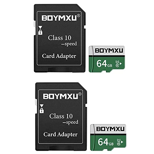 TF Memory Card 64GB 2 Pack,BOYMXU TF Card with Adapter,High Speed Memory Card Class 10 TF Card Memory Card for Phone Camera Computer-2 Pack