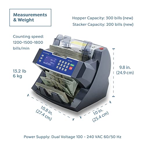 Accubanker Bank Grade Batch Value Bill Counter Ab5800 Money Counter Machine With Total Value Per Denomination Hopper Capacity 300 Bills & Counterfeit Detector Mg + Uv (Ab5800) #TOP1
