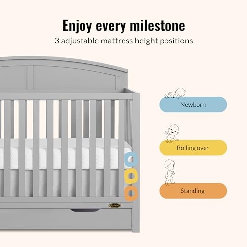 Dream On Me Storybrooke Convertible Baby Crib with Storage Drawer, Pebble G | 5-in-1: Converts to Toddler, Day & Full Size Bed, Adjustable Height, GREENGUARD Gold Certified, BSA Verified, ASTM & CPSC - image 6