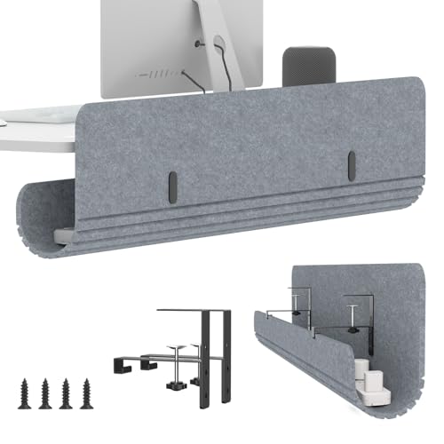 Image of Under Desk Cable Management Tray, 47.2 inch Felt Cord Organizer with No Drill Clamp or Screw Mount, Hidden Wire Management for Power Strips & Cables, Cable Tray Under Desk for Home Office