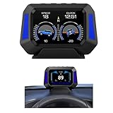 Geloo Car Head-up Display 3.5 '' Coche Hud Velocímetro Digital Smart Gauge OBD2 + GPS Sistema Dual Pendiente Medidor Pantalla LCD para Coches