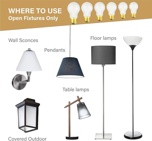 Image of Frosted E26 Edison Bulb A15 Light Bulb 6W Equal 60 watt Light Bulb Dimmable AC120V Warm 2700K E26 Led Bulb for Pendant,Chandeliers,Vanity,Wall sconces Edison Light Bulbs 60 Watt 600lm 6Pack