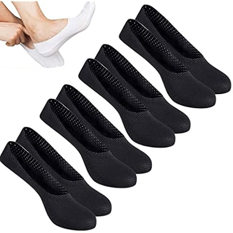 4 Pairs Men Breathable Ice Silk Socks - 2022 Best Airy Socks, Non-Slip Ice Silk Invisible Socks Ultra Low Cut Liner Flats Boat Socks for Men (Black) Cover