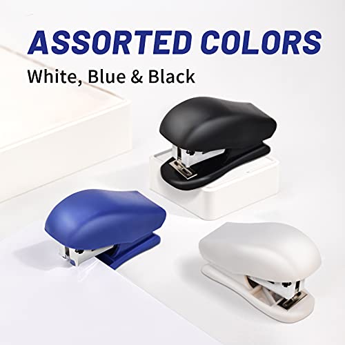 Mini Stapler with Staples, Office Desktop Stapler,25 Sheet Capacity,Small Stapler with 640 Standard Staples, Easy to Carry and Store，Cute Compact Travel Size Stapler for Office School Family (White) - Thumbnail 4