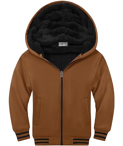 Image of SWISSWELL Unisex Boys Girls Fleece Hoodie Sherpa Lined Jacket Zip Up Hooded Sweatshirt Winter Outerwear for Kids