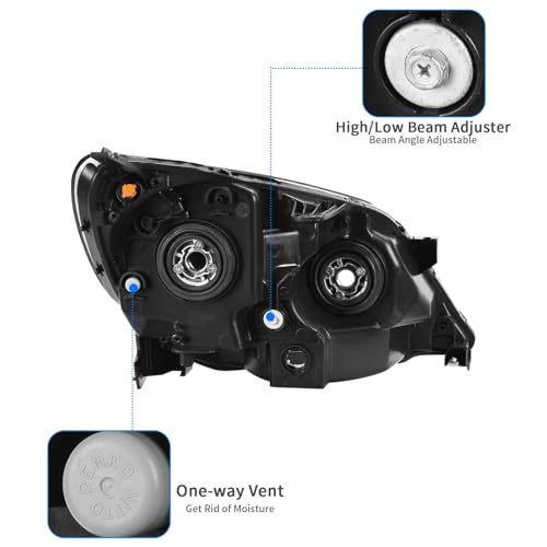 Fits for 2008-2010 Honda Odyssey Headlights Assembly 2008 2009 2010 Replacement Driver Passenger Side Black Housing Amber Relector HO2502136 HO2503136 by SHINESELL - Image 3