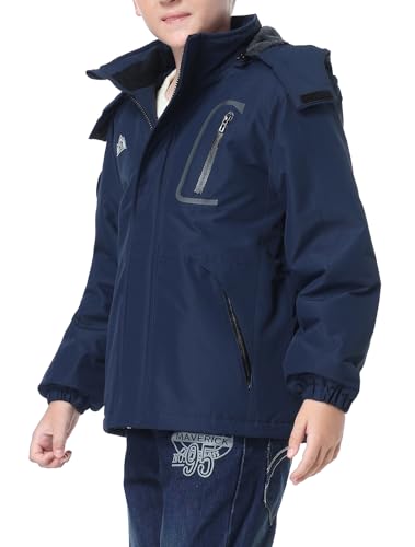 Image of Kid's Ski Jacket Waterproof Winter Coat Boy's and Girl's Fleece Snowboarding Jackets with Detachable Hood