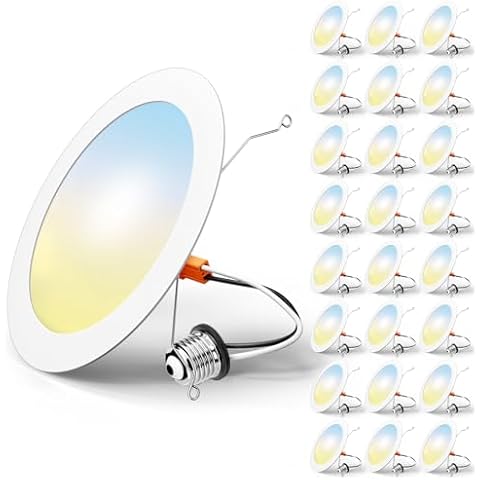 FREELICHT 24 Pack Retrofit LED Recessed Lighting 6 Inch, Selectable 2700K/3000K/4000K/5000K/6000K, Dimmable Flat LED Can Lights, 10W=110W, 1000LM, IC & Damp Rated, ETL & FCC Certified Cover