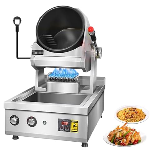 TT-YEC Automatische Tisch-Pfanne-Maschine, 360°-Pfanne-Kochmaschine, Edelstahl-Trommel-Pfanne-Maschine, Erdgas-Wassersprüh-Rotationswok, Gewerbliche Küchenausrüstung.,36cm Wok