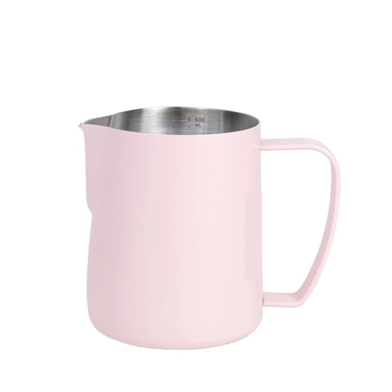 Lechera Acero Inoxidable Jarra for espumar leche de acero inoxidable, 400/600ml, jarra for for capuchino, accesorios Barista for el hogar(600ml Pink)