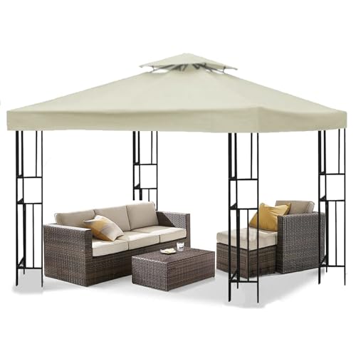 Wasserdicht Pavillon Ersatzdach 3x3 m, Gartenpavillon Wasserdicht Stabil, Doppeldach Ersatzbezug für Gartenpavillon, Gazebo Ersatz Dach, für Garten, Camping (Beige) Wasserdicht Pavillon Ersatzdach 3x3 m, Gartenpavillon Wasserdicht Stabil, Doppeldach Ersatzbezug für Gartenpavillon, Gazebo Ersatz Dach, für Garten, Camping (Beige)