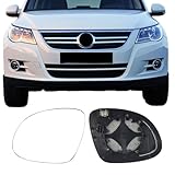 Driver Side Mirror Replacement Glass for VOLKSWAGEN VW Tiguan 2009-2017,Backing Plate Power Heated Left Side View Mirror Glass for VOLKSWAGEN Tiguan 2009 2010 2011 2012 2013 2014 2015 2016 2017
