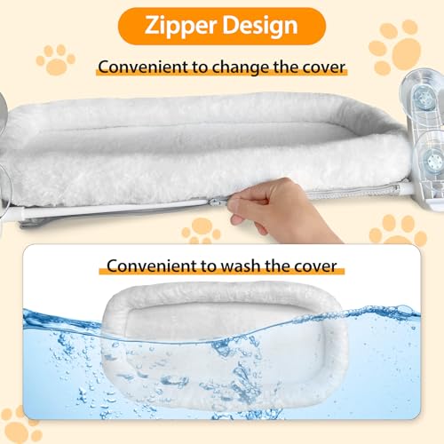 Image of L&W BROS. Cat Window Perch Cushion Bed Hammock with 4 Updated Suction Cups Easy to Assemble Cat Window Bed for Heavy Large Cats (M 1Pc)