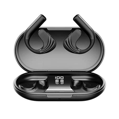 RERBO Open-Ear Wireless Bluetooth Headphones, Stereo Noise Cancelling Earbuds with LED Display Wireless Charging Case, Wireless Bluetooth 5.3 Earphones for Sports/Workout/Running