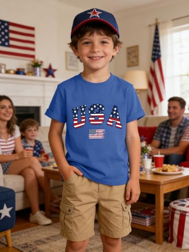 Image of YHHR Boys Girls USA Shirt 250 Anniversary Shirt for Girl 4th of July Shirts Toddler American Flag Patriotic Tee 5-12 Years