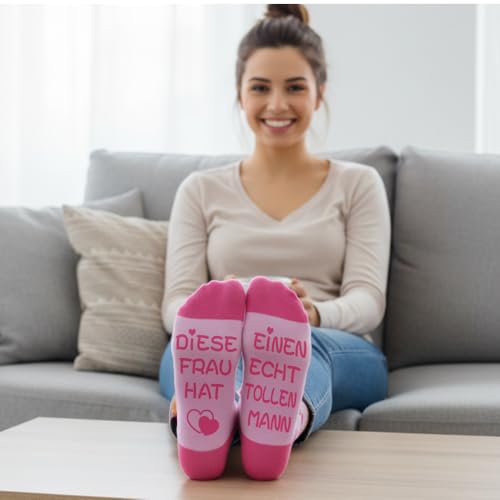 FLYWIND Cadeau de Saint-Valentin pour elle, cadeau de Saint-Valentin pour femme, chaussettes amusantes pour femme « J'aime mon mari » cadeaux pour femme, cadeau d'anniversaire, cadeau d'anniversaire – vue 3