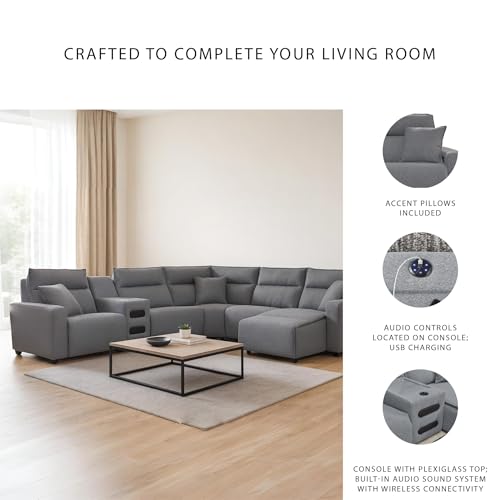 Image of Signature Design by Ashley U-Shaped Power Reclining Sectional Sofa, Gray