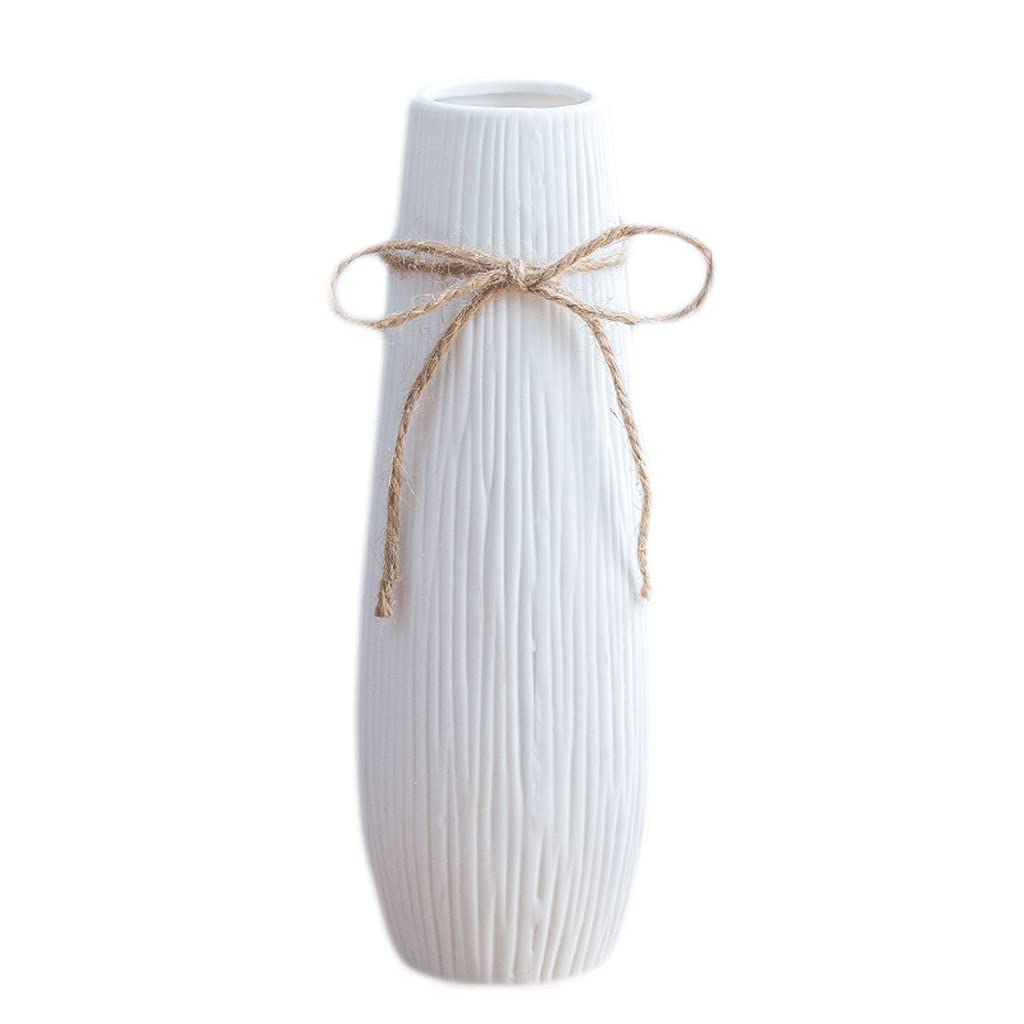 Bzgpmfud Ceramic Vase Desktop Creative Small Art Decoration Flower Arrangement Modern White (5Cm*22Cm)