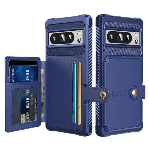 Coque rigide Pixel 8 Pro silicone bleu et portefeuille en cuir aux finitions premium