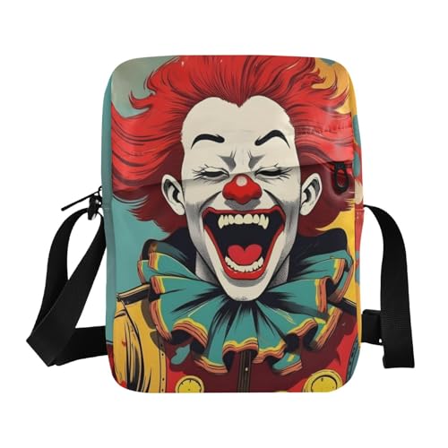 Laughing Clown Sling Bags Small Crossbody Purse with Adjustable Strap 6.6×2.5×9.4 IN