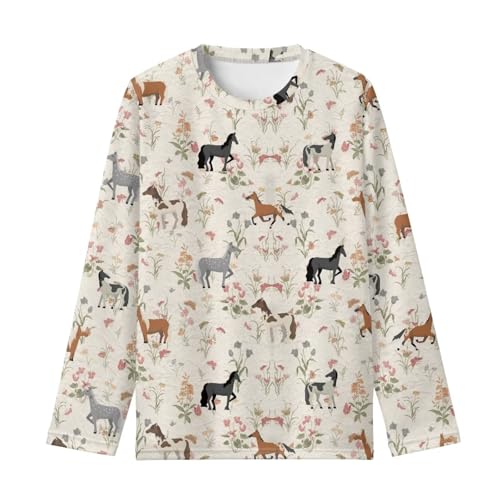 Image of Renewold Boys Girls Tees Kids T-Shirt Long Sleeve Crewneck T Shirts Casual Athletic Tops Clothing for Home School Travel