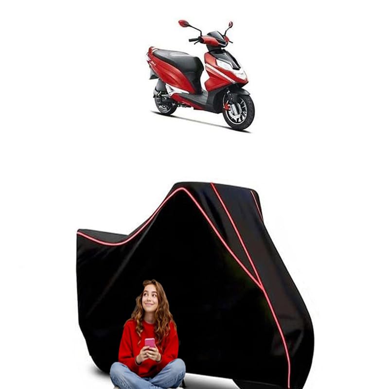Image of Dare 125 Scooty Bike Cover Water Resistant Outdoor Use Universal Fit Scooters Motorcycles Heavy Duty UV Protection Dust Rain Scratch Resistant Elastic Bottom Black Blue Piping