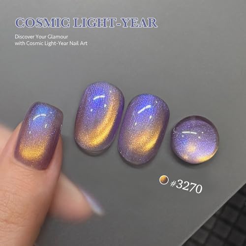 GAOY Glitter Cat Eye Gel Nail Polish Kit with Magnet, 6 Colors Colorful Holographic Nail Polish Set, UV Cure Gel for DIY Manicure at Home 0.22 fl.oz