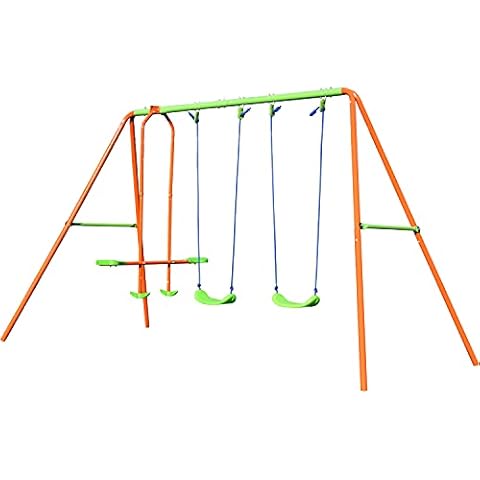 ALPIKA Swing Set for Backyard Garden Outdoors, Double Swingset with Sturdy A-Frame, Including 2-Seat-Swingset 1 Glider Swing Set for Children Gift, 130 inch Cover