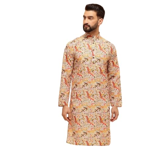Image of SOJANYA Men's Deep Purple Ethnic Kurta with Intricate Abstract Print | Modern Festive Style