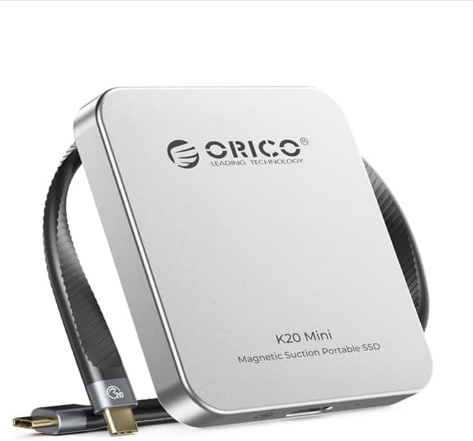 ORICO 1TB Magnetic External SSD, Aluminum Alloy, Up to 460MB/s, External Solid State Drive, Expand Storage for iPhone 17 Pro Max, Compatible w/MagSafe, USB-C Smartphones - K5MINI