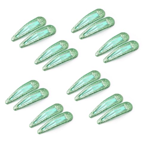 EUZUXU 16 Pezzi Glitter Clip a Scatto per Capelli, Caramella Colorata Belle Clip Capelli Semplici, Paillettes Barrettes Accessori per Donna Bambina(Verde)