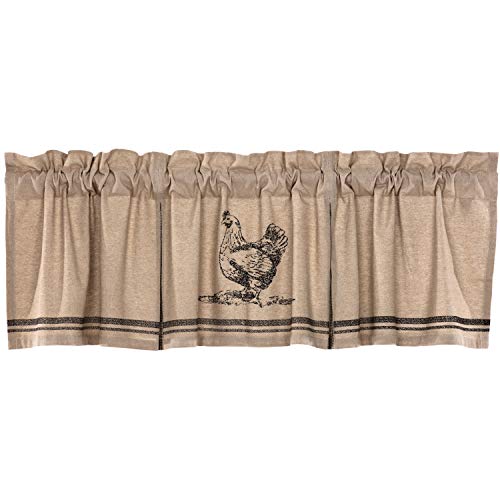 VHC-Brands-Sawyer-Mill-Charcoal-Valance-Curtain-Farmhouse-Country-Chicken-Cotton-Gray-and-Tan-for-Kitchen-Window-20x72 VHC Brands Sawyer Mill Charcoal Valance Curtain Farmhouse Country Chicken Cotton Gray and Tan for Kitchen Window 20×72