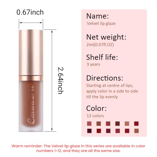 Image of evpct 1Pcs Dark Brown Matte Liquid Lipstick Lip Gloss Glossy Set for Black Women 24 Hour Silky Velvet Lipstick 04#