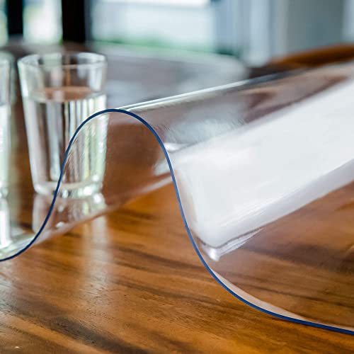 Clear Plastic Table Cover Protector - Rectangular Vinyl Roll For Use As Kitchen Dining Room Table Cloth, Desk Pad, Kitchen And Floor Mat, Outdoor Party Tablecloth, Picnic Mat, Carpet Cover (60"X36") #TOP4