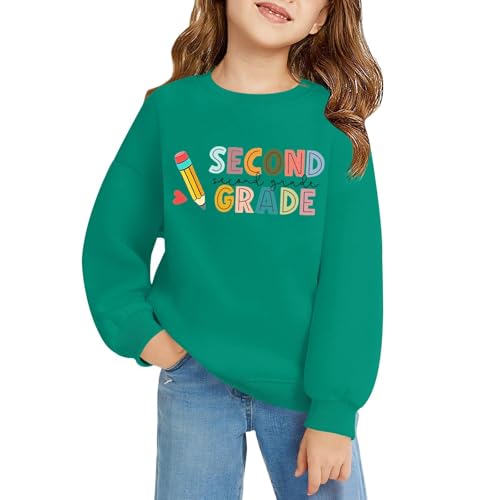 Little Girls Cute Letter Graphic Tee Long Sleeve Crewneck Oversized Shirts Teen Girls School Season Birthday Trendy Outfits