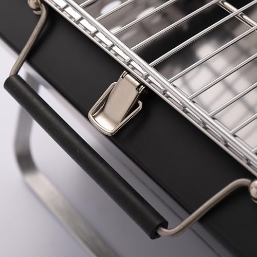 Image of Portable Barbeque Camping Grill &BBQ Utensils, Foldable Stainless Steel Charcoal Grill, Small Outdoor Travel BBQ, Compact Picnic Barbecue Cooking Grill for Camping Forest Green (Small)